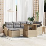 vidaXL Set de 7 canapés de jardin avec coussins beige en poly rotin