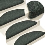 vidaXL Tapis d'escalier autocollants 15 Pièces Vert 65x21x4 cm Aiguilleté