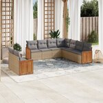 vidaXL Salon de jardin avec coussins 9 Pièces beige résine tressée