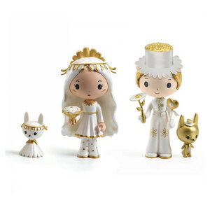 Figurines Tinyly Marguerite et Léopold avec Margo et Léo - Duo Poétique en Or et Blanc