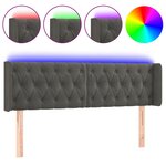 vidaXL Tête de lit à LED Gris foncé 147x16x78/88 cm Velours