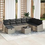 vidaXL Ensemble de canapé de jardin 9 Pièces Gris clair Poly rotin