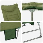 vidaXL Transat pliant avec coussin 2 Pièces Vert foncé