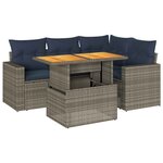 vidaXL Salon de jardin 5 Pièces avec coussins gris résine tressée