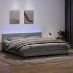 vidaXL Sommier à lattes de lit et matelas et LED gris clair 180x210cm velours