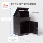 Boîte à colis moyenne 1 porte Noire à accès frontal Acier galvanisé SMART PARCEL BOX™