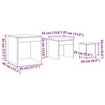vidaXL Tables gigognes 3 Pièces Gris brillant Bois d'ingénierie