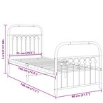 vidaXL Cadre de lit métal sans matelas avec pied de lit blanc 75x190cm