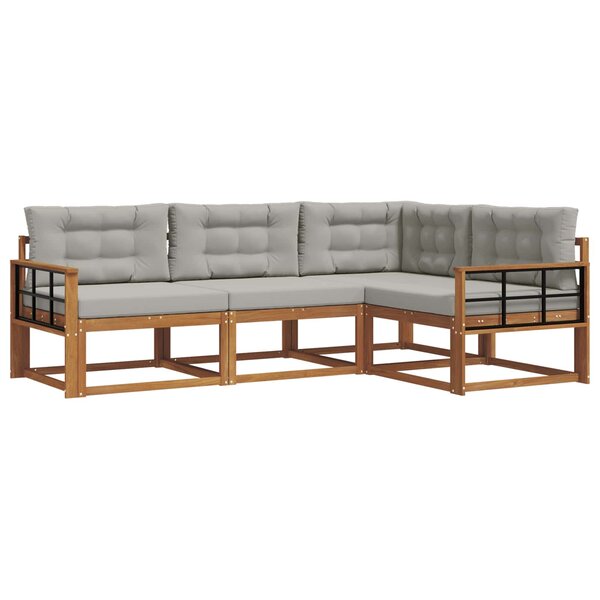 vidaXL Ensemble de canapés d'extérieur 4 pc Gris Naturel et Clair