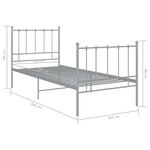 vidaXL Cadre de lit sans matelas gris métal 100x200 cm