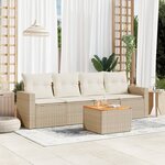 vidaXL Salon de jardin avec coussins 5 Pièces beige résine tressée