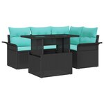 vidaXL Ensemble de canapé de jardin 5 Pièces Noir Poly Rattan
