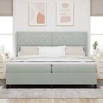 vidaXL Lit à Ressorts avec Matelas LED Gris clair 200 x 200 cm Velours