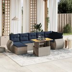 vidaXL Salon de jardin 8 Pièces avec coussins gris résine tressée