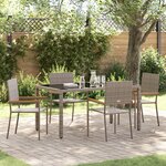 Ensemble de salle à manger de jardin 5 pièces gris poly rattan