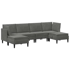 vidaXL Ensemble de meubles pour le salon 6 pc Gris foncé Velours