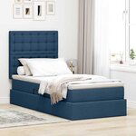 vidaXL Lit avec rangement et matelas Bleu 90 x 190 cm Polyester