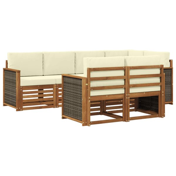 vidaXL Ensemble de canapé d'angle avec coussin 6 Pièces Naturel et Crème