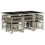 vidaXL Ensemble à manger de jardin 11Pièces avec coussins gris poly rotin