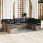 vidaXL Ensemble de canapé de jardin avec coussin 9 Pièces Gris