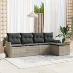 Set de Canapés de Jardin vidaXL 5 Pièces avec Coussins Gris Clair Rattan Poly