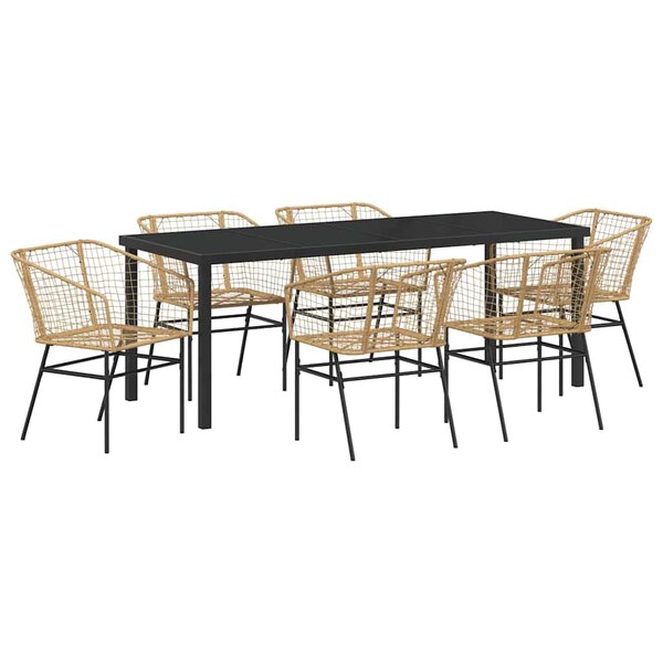 vidaXL Ensemble de salle à manger pour jardin 7 pc Marron polyrotin