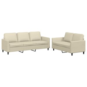 vidaXL Ensemble de canapés 2 Pièces avec coussins Crème Similicuir