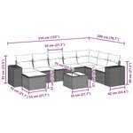 vidaXL Salon de jardin 9 Pièces avec coussins noir résine tressée