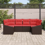 vidaXL Ensemble de Canapés avec coussin 6 Pièces Marron polyrotin