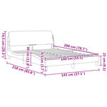 vidaXL Cadre de lit Dover gris clair 140x200 cm velours