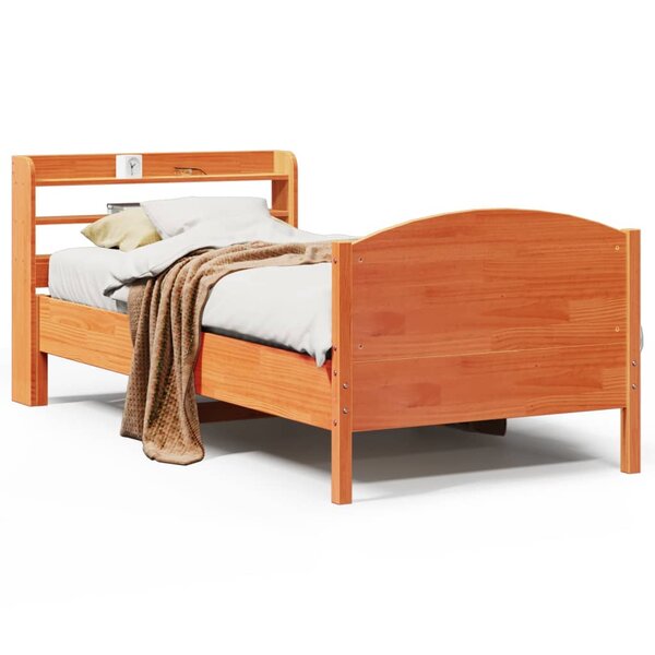 vidaXL Cadre de lit sans matelas cire marron 75x190 cm bois pin massif