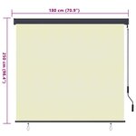 vidaXL Store Roulant Extérieur Rayé Réglable Crème 180 x 250 cm tissu