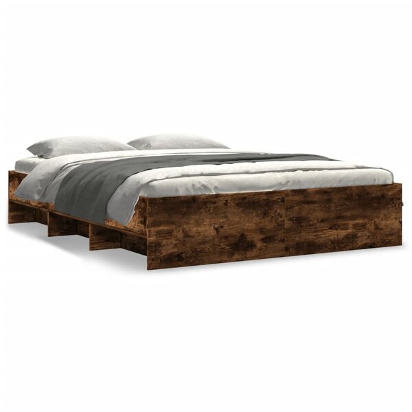 vidaXL Cadre de lit sans matelas chêne fumé 150x200 cm bois ingénierie
