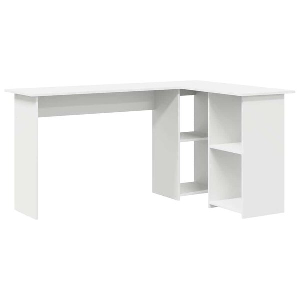 vidaXL Bureau avec étagère Blanc 142 x 102 x 73 cm Bois d'ingénierie