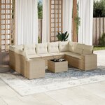 vidaXL Salon de jardin avec coussins 10 Pièces beige résine tressée