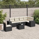 vidaXL Salon de jardin 7 Pièces avec coussins noir résine tressée