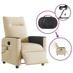 vidaXL Fauteuil inclinable de massage électrique crème tissu
