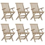 vidaXL Salon de jardin 7 Pièces gris bois de teck solide