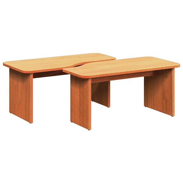 vidaXL Table basse 2 Pièces Brun cire Bois massif en pin