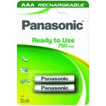 1x2 Panasonic NiMH Micro AAA 750 mAh Ready to use PANASONIC