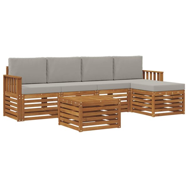 vidaXL Ensemble de canapés d'extérieur 6 pc Gris Naturel et Clair
