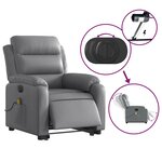 vidaXL Fauteuil inclinable de massage électrique gris similicuir