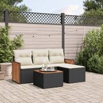 vidaXL Salon de jardin 5 Pièces avec coussins noir résine tressée