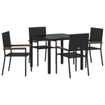 Ensemble de salle à manger de jardin vidaXL en 5 pièces en poly rattan noir