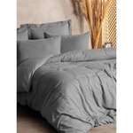 Parure de lit - housse de couette 220 x 240 + 2 taies d'oreiller 60 x 60 coton renforcé - Gris