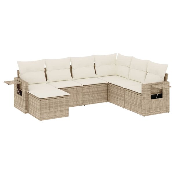 vidaXL Salon de jardin avec coussins 7 Pièces beige résine tressée