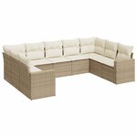 vidaXL Salon de jardin avec coussins 9 Pièces beige résine tressée
