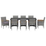 vidaXL Ensemble de salle à manger de jardin 9 pièces Gris Rattan PE
