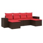 vidaXL Salon de jardin 6 Pièces avec coussins marron résine tressée