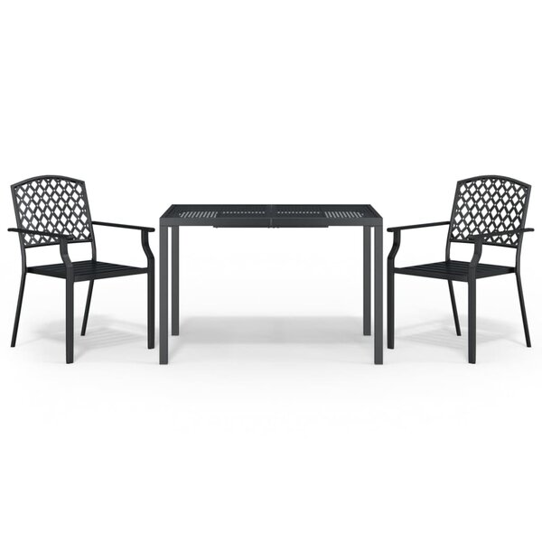 vidaXL Ensemble à manger de jardin 3 Pièces anthracite acier